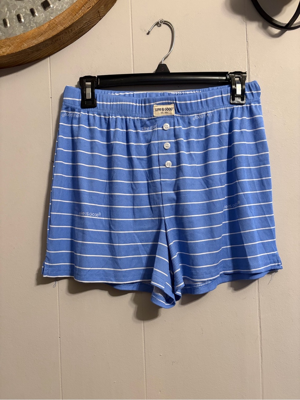 Life is Good Blue Striped Short Sleeve Pajama Set - Picture 6 of 9